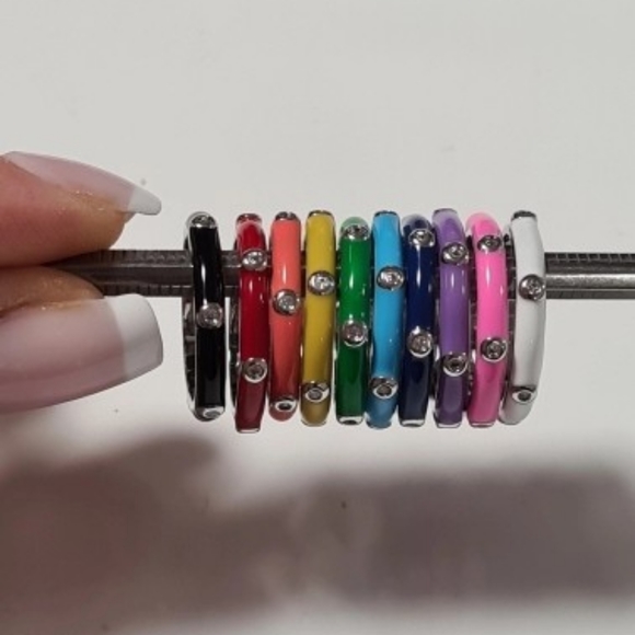 NEW Black Ceramic Stacking Ring | 925 Sterling Silver - Picture 8 of 16